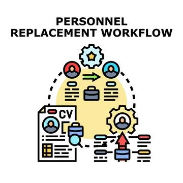 Personnel replacement workflow process finding new employee イラスト素材