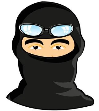 Persons in black mask on white background is insulated Stock Illustration