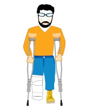 Persons on crutch Illustrazione stock