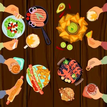 Persons is eating lunch Stock Illustration
