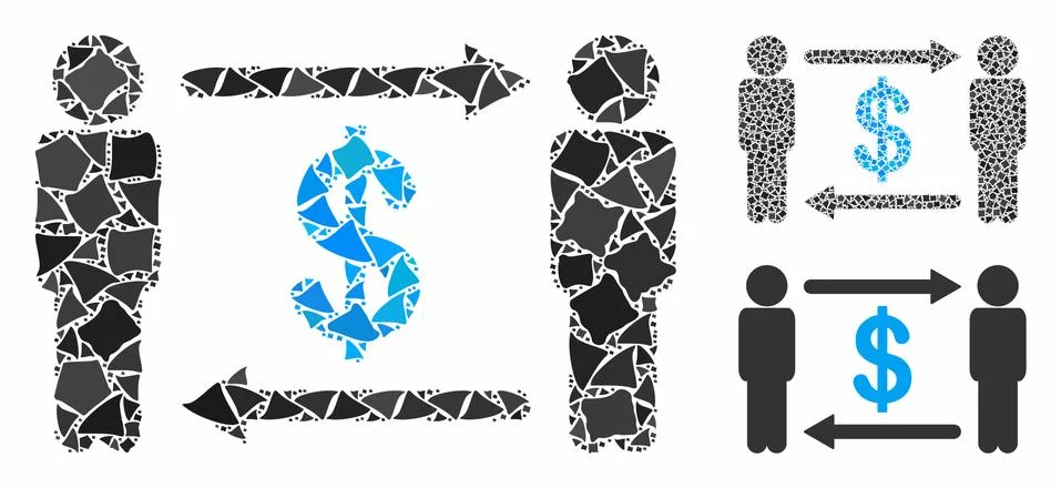 Persons exchange dollar Composition Icon of Ragged Elements 库存插图
