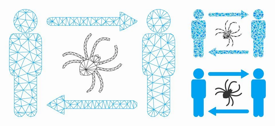 Persons Exchange Parasite Vector Mesh 2D Model and Triangle Mosaic Icon Stock Illustration