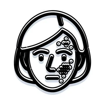 Person's face displaying various skin conditions and symptoms Stock Illustration