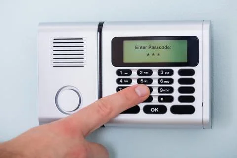 Person's Finger Entering Code In Security System Foto stock