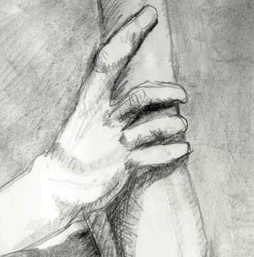 Person's hand gripping an arm Stock Illustration