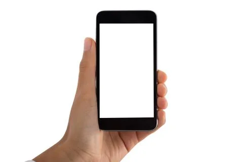 Person's Hand Holding Mobile Phone With Blank Screen Stock Photos