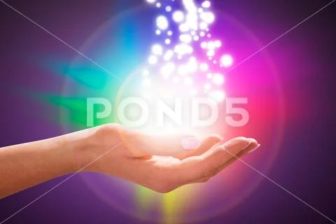 Person's Hand Into Magical Healing Energy Field Stock Photos