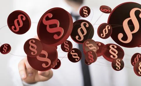 Person's hand touching 3D rendered section signs Fotos de archivo