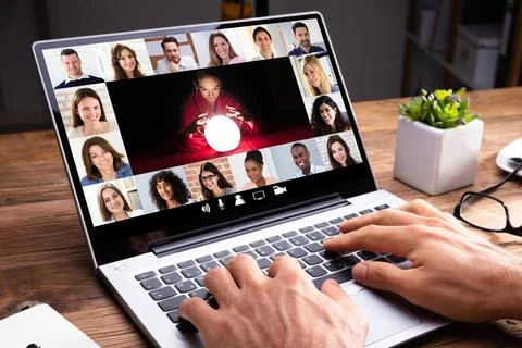Person's Hand Using Laptop Stock Photos