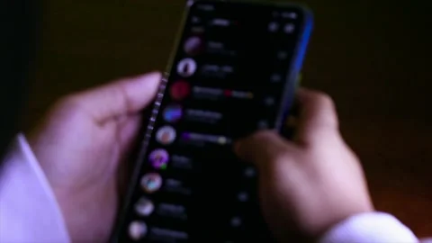 Person's Hand Using A Smartphone, Checking Messages And Replying. Video stock 171215158
