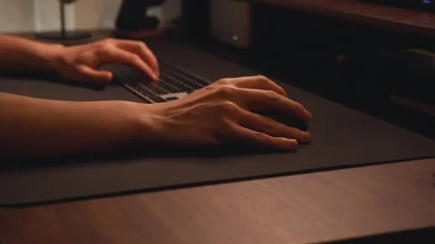 Person's hands using computer mouse and keyboard Stock Footage 341038326