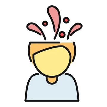 Person's head bursting with creative ideas illustration Stock Illustration