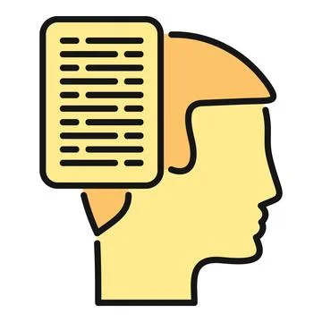 Person's head displaying document with text lines concept Illustrazione stock