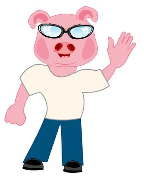 Persons with head piglet Stock Illustration