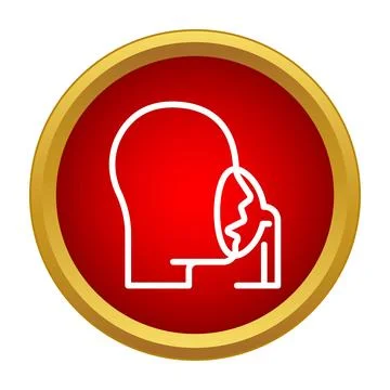 Person's head profile with an oxygen mask on a red icon Stock Illustration