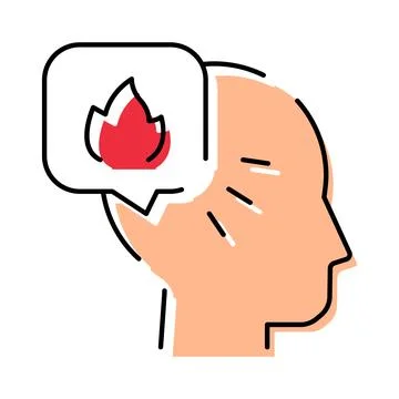 Person's head silhouette having burning thought of stress イラスト素材