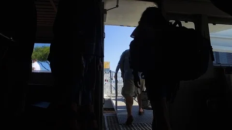 PERSONS LEAVING FERRY Stock Footage 104290646