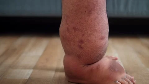 Person's Legs Showing Noticeable Comparison Between Healthy Leg And One Swollen Stock Footage 314371339
