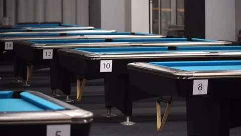 Persons play in snooker game, man plays in billiard Stock Footage 104012583