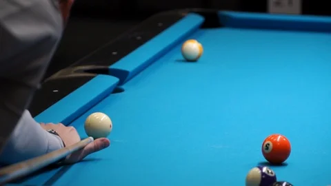 Persons play in snooker game, man plays in billiard Stock Footage 104012968