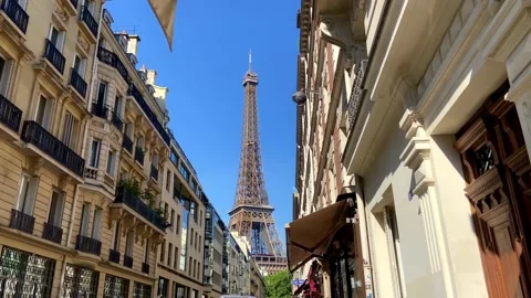 Person's POV Walking In The Rue de Monttessuy With Eiffel Tower In Paris, Stock Footage 219907455