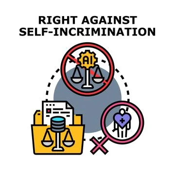 Person's right against self incrimination legal concept Stock Illustration