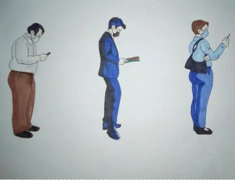 Persons waiting in line Illustrazione stock