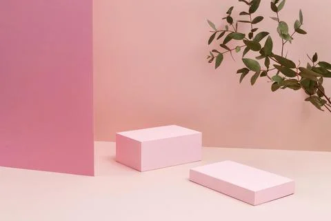 Perspectiv eillustration of a pastel creative arrangement minimalist stage. Stock Illustration