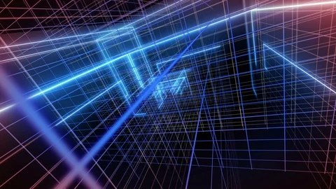 Perspective 3d line rotation backgorunds 4K LOOP blue and red Stock Footage 99575687