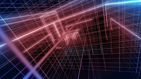 Perspective 3d line rotation backgorunds 4K LOOP red and blue Video stock 99583005