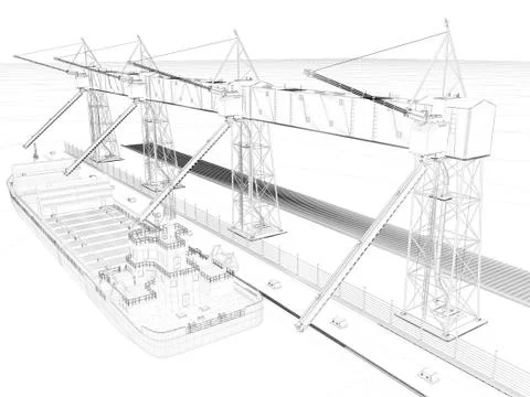 Perspective 3D render of a wireframe Stock Illustration