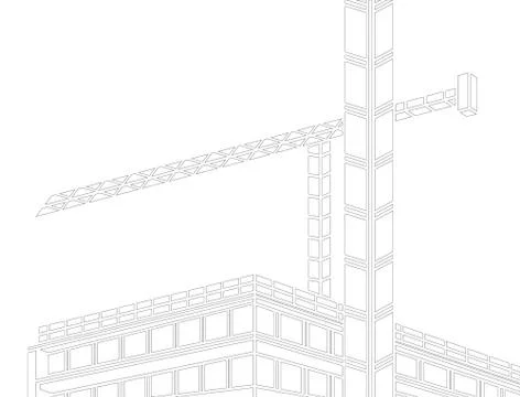 Perspective 3d Wireframe of building Ilustración de archivo