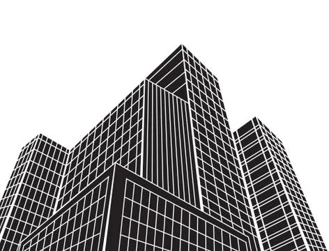 Perspective 3d Wireframe of building Ilustración de archivo