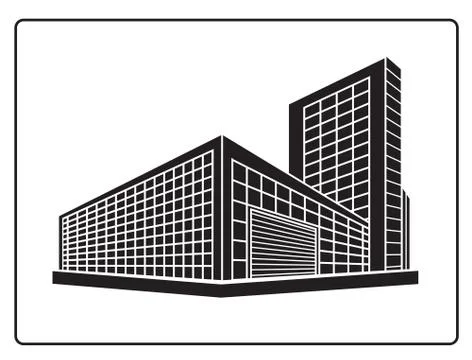 Perspective 3d Wireframe of building Ilustración de archivo
