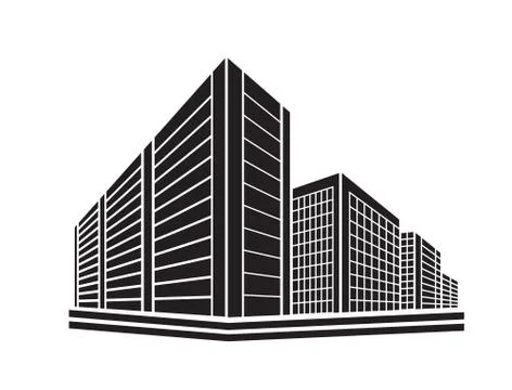 Perspective 3d Wireframe of building Ilustración de archivo