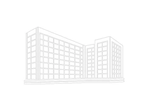 Perspective 3d Wireframe of building Ilustración de archivo
