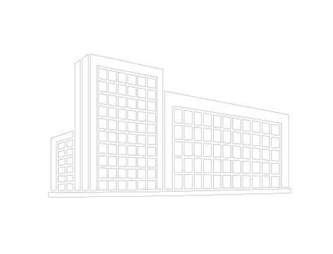 Perspective 3d Wireframe of building Ilustración de archivo