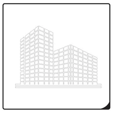 Perspective 3d Wireframe of building Ilustración de archivo