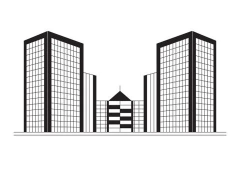 Perspective 3d Wireframe of building Ilustración de archivo