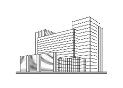 Perspective 3d Wireframe of building Ilustración de archivo