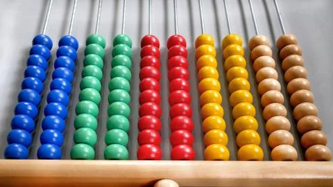 Perspective Abacus for Counting Practice on Gray Background Stock-Fotos