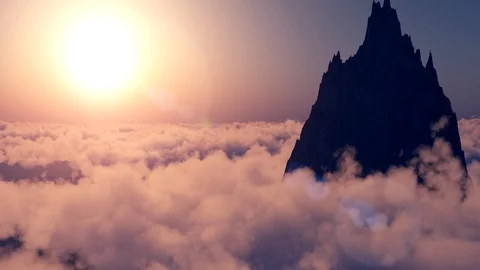 Perspective above the clouds mountain and sunset Stock Footage 102603638