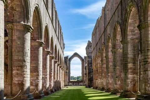 Perspective of Ancient Stone Pillars Stock Photos