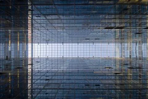 Perspective and underside angle abstract view to textured background of moder Stock Photos