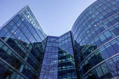 Perspective and underside angle view to textured background of contemporary Stock Photos