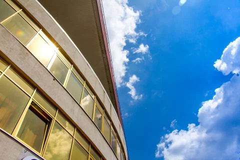 Perspective and underside angle view to textured background of modern glass b Foto stock