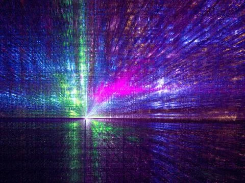 Perspective background with glitch effect - abstract digitally generated image Stock Illustration