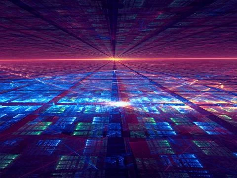 Perspective background with grid -  digitally generated image Stock Illustration