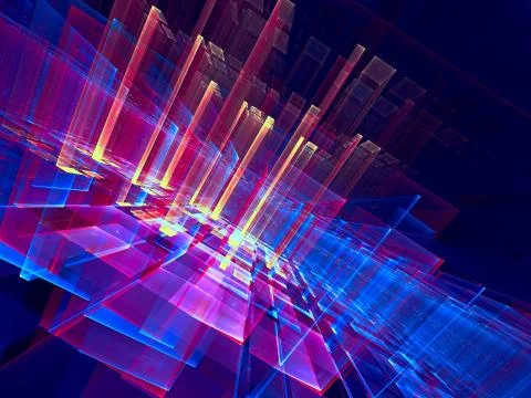 Perspective background in technology style - digitally generated fractal Stock Illustration