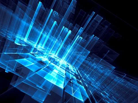 Perspective background in technology style - digitally generated fractal Stock Illustration